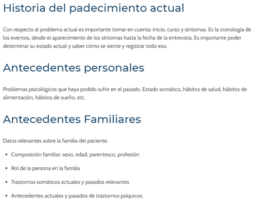 historia clinica psicologica que aspectos incluir
