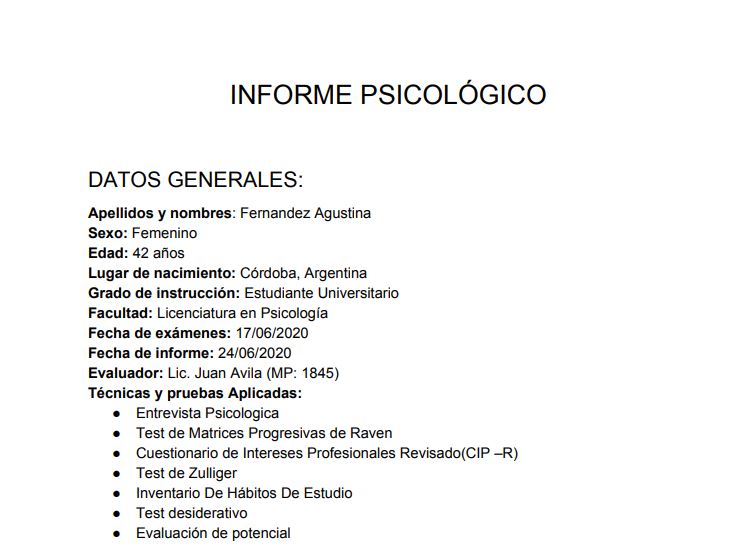 informes psicologicos tipos y caracteristicas esenciales